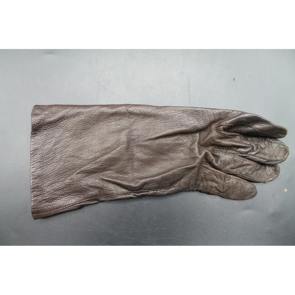 Vintage Brown Leather Gloves Silk Lined Made in Italy Women's